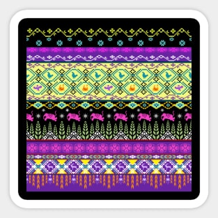 Cross stitch work ethnic pattern Sticker